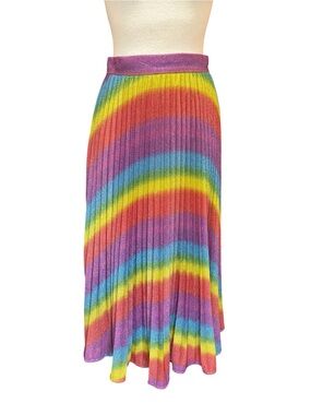 Flying Tomato Skirt Rainbow Sparkle Pleated Maxi Multicolor Pride Sz. M